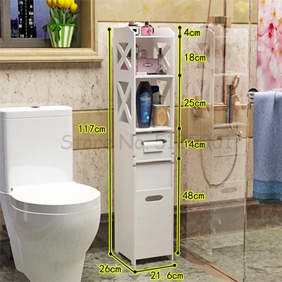Creative Toilet Closestool Rack Bathroom Toilet Waterproof Landing Side Cabinet Receptacle Rack Punch-free Storage Cabinet - Цвет: Белый