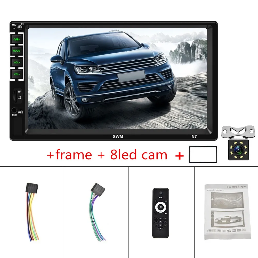 frame and 8led cam Авто радио N7 двойной 2 DIN стерео 7 дюймов экран Bluetooth USB AUX FM радио в тире головное устройство - Цвет: frame and 8led cam