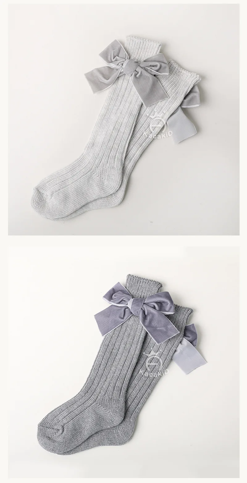 Новые зимние детские носки толстые вязаные носки без пятки теплые хлопковые носки для маленьких девочек модные бархатные детские носки с бантом
