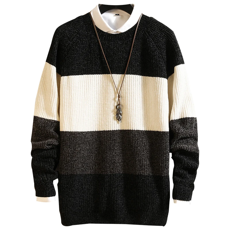 ^*Best Offers 2019 Autumn Winter Christmas Casual O-Neck Patchwork Pullover Sweater Men Turtleneck Fashion Brand Warm Pull