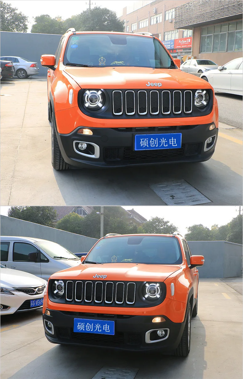 Автомобильный Стильный чехол на голову для Jeep Renegade фары Renegade- светодиодный фонарь DRL Объектив Двойной Луч Биксенон HID