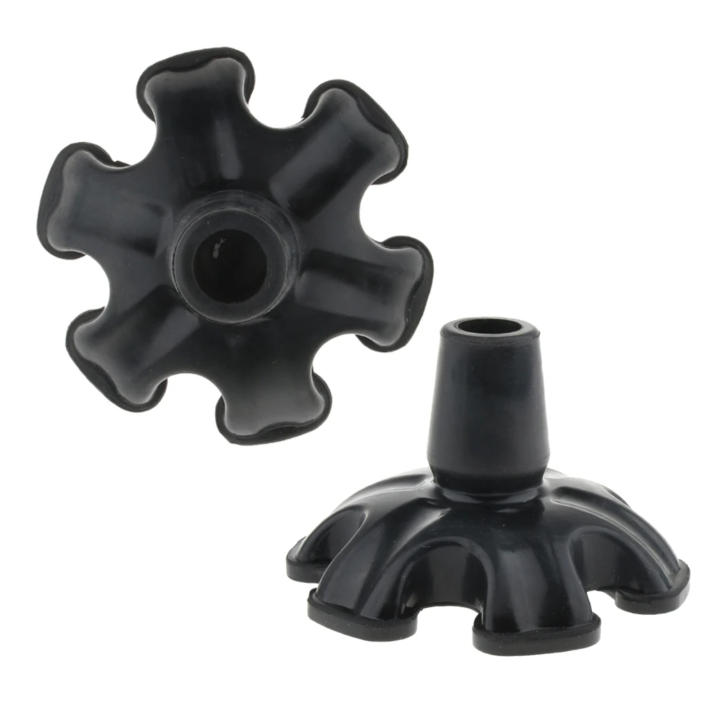 2Pcs Tripod Quad Hexagonal Rubber Replacement Tip Tools End Cap for Cane Walking Stick Crutches 3/4 Inch 19mm -Black, Hexagonal