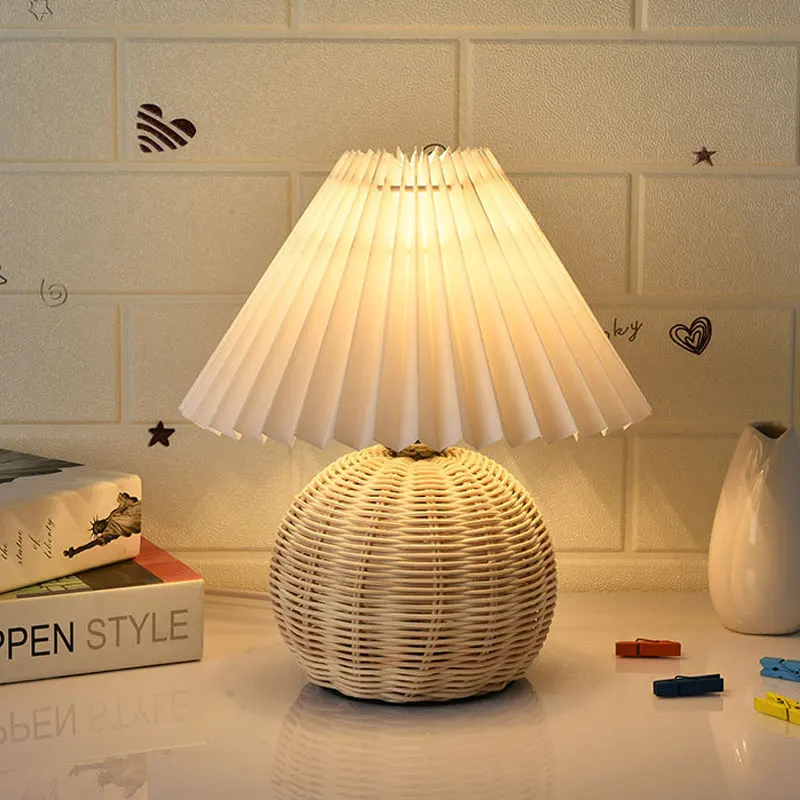 Vintage Rattan Lamp Korean Table Lamps 