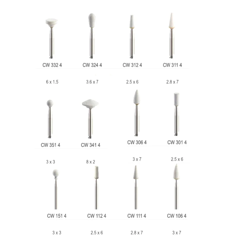 

5PCS Dental High Low Speed White Stone Burs Grinding Trimming Clinical Metal Alloy Porcelain Crowns Resin Base Composite Resin