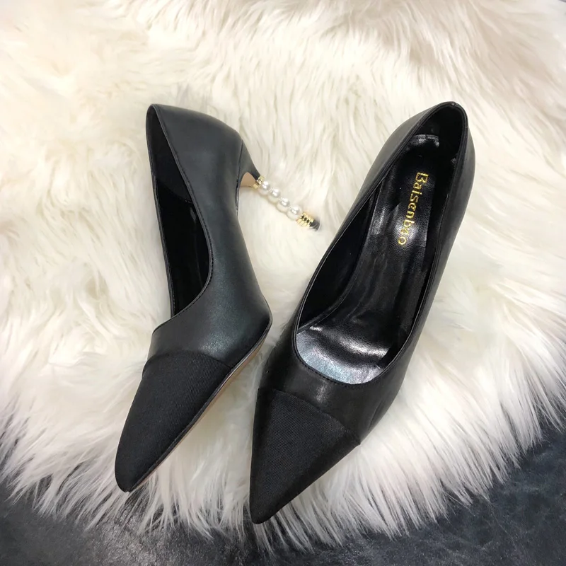 Buy 2021 new pearl women's high heels pointed high heels temperament banquet professional women's single shoes