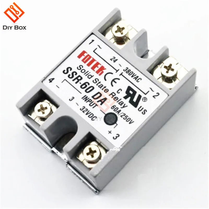 SSR-60DA Твердотельные реле DC-AC Управление реле SSR-50DA SSR-60DA SSR-75DA SSR-100DA реле конвертер SSR-10DA SSR-25DA SSR-40DA - Габаритные размеры: SSR-60DA