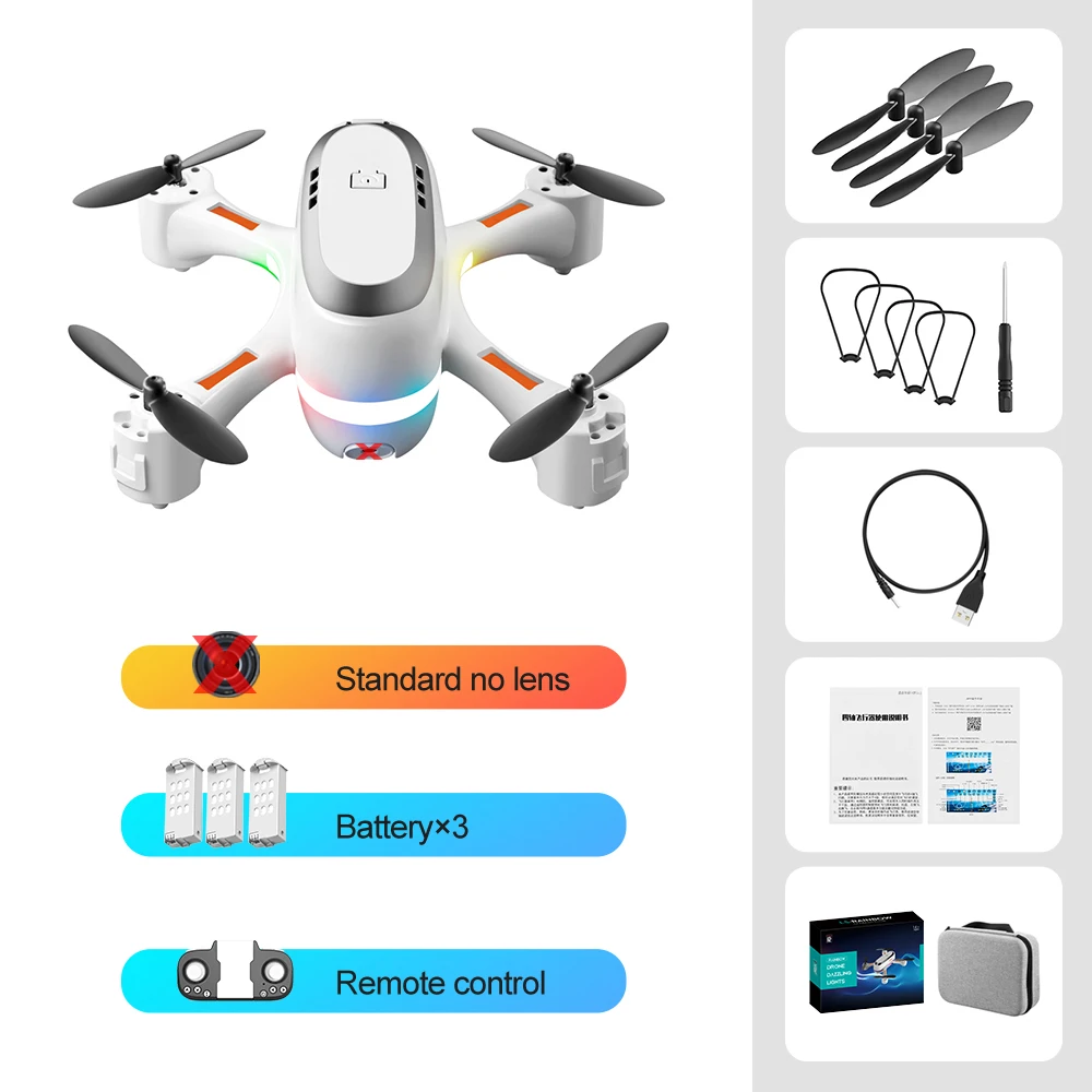 2021 New Toys Mini Drone Rainbow LED Dynamic Light Remote Control Helicopter Toy RC Quadcopter Aerial Photography HD Dual Camera syma remote control RC Quadcopter