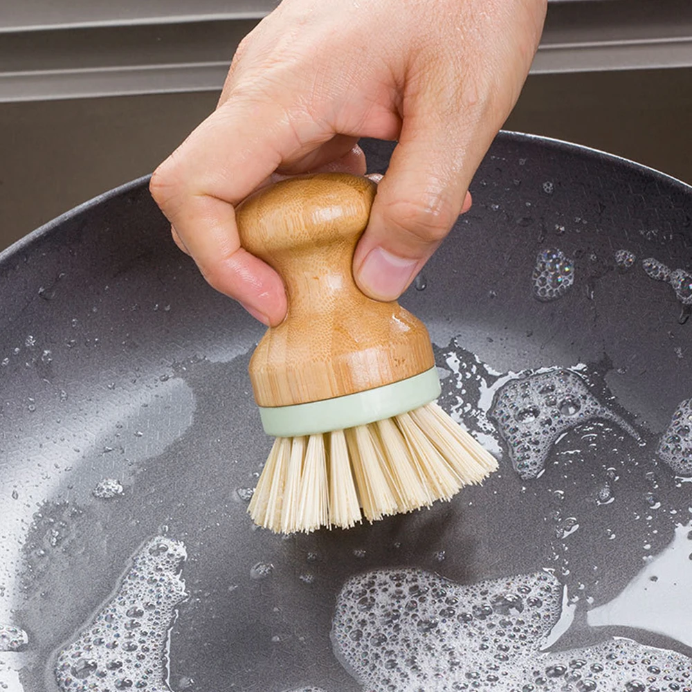 buy Household Bamboo Brush Kitchen Cleaning Bathroom Toilet Kitchen Glass Wall Cleaning Bath Brush Plastic Handle Sponge Bath Bottom