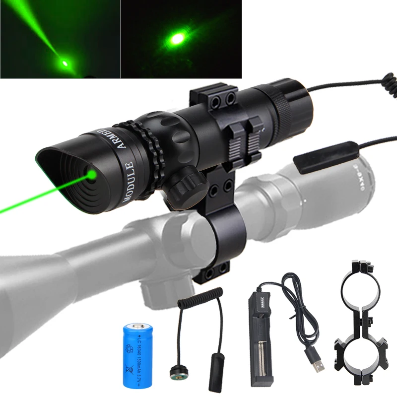 Sports Gun Green Laser Sight Rifle Dot Scope Switch Picatinny Rail Barrel Mounts 
