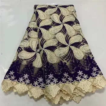 

Lace fabric for Nigerian wedding 2020 African French lace fabric High quality lace with stone, purple lace lace K14-1