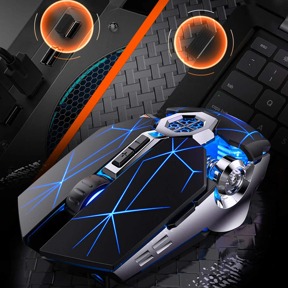 

Rechargeable Wireless Gaming Mouse Silent Ergonomic 7 Keys RGB Backlit 1600 DPI Mouse for PC Laptop Computer Professional Gamer