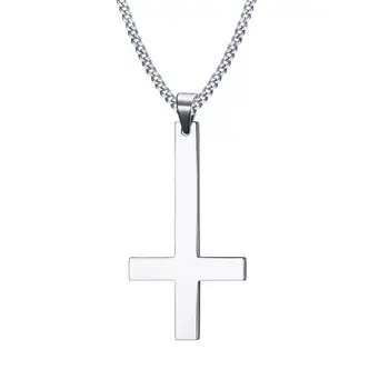 

Stainless Steel Upside Down Cross Necklace Inverted Cross Pendant with Chain N58F