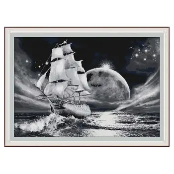 

79 x 58cm 11CT 3 Strands Printing Cross Stitch Kits DIY Decorative Cross-stitch Embroidery Kit (Without Frame) - A Long Journey