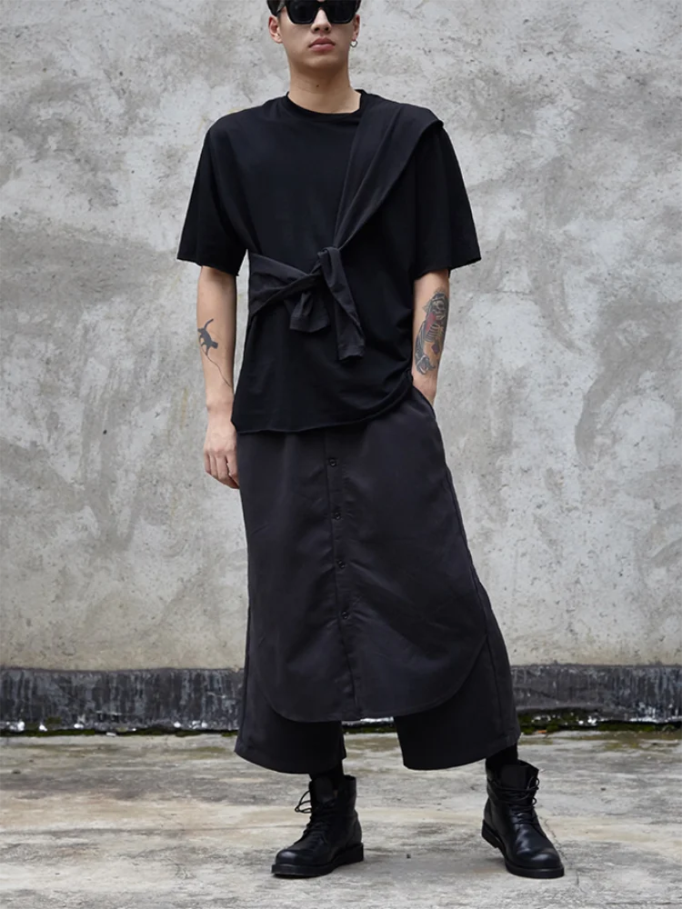 

Men's hairstylist pants dark samurai pants, Japanese club culopants and men's and women's large-size wide-leg cropped pants