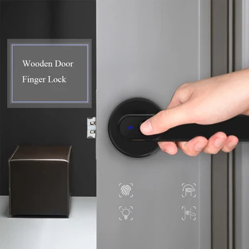 

Indoor Fingerprint Lock For Wooden Doors With Metal Key Bedroom Anti Theft Keyless Hotel Apartment Smart Electric Locks