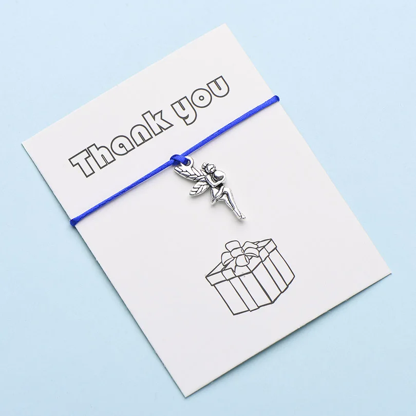 IYOE Wish Card Thank You Чарм "Фея" браслеты для женщин девушек ручной тканый счастливый красный браслет с огранкой и Висячие Подарочные ювелирные изделия - Окраска металла: 2