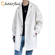 

Korean-style Fashion Autumn Winter Trenchcoat 2021 Woolen Jacket Coat Harajuku Mens Oversized Overcoat Male Streetwear Jackets