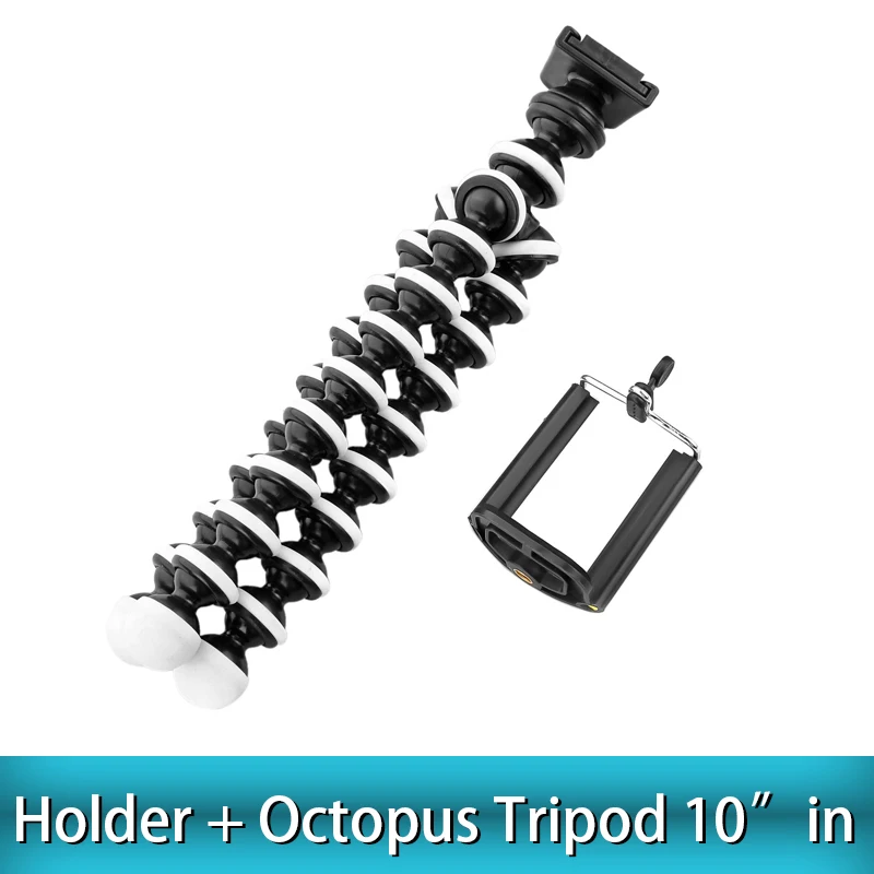 Octopus 10 дюймов мини штатив кронштейн Портативный Гибкий смартфон клип держатель камера стент смартфон штативы Складной Настольный - Цвет: holder Add tripod