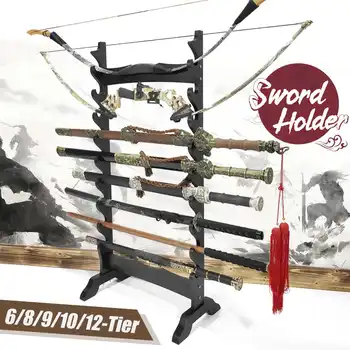 

1pcs Japanese Samurai Sword Wood Wall Mounted Decor Stand Samurai Sword Katana Bow Hanger Holder Rack Holder Bracket Display New