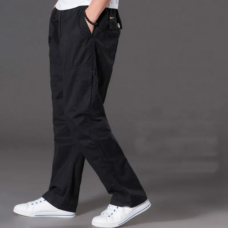 Autumn casual Pants Male Big Size 6XL Multi Pocket Jeans Oversize Pants Overalls Elastic Waist Pants Plus Size Men