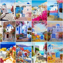 AZQSD Oil Painting By Number Landscape Handpainted Modern Wall Picture By Numbers Seaside Handmade Room Decoration
