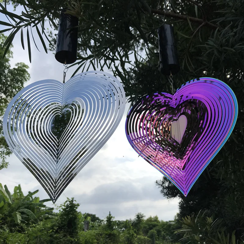 Carillon à Vent Coeur, Carillons à Vent en Forme de Coeur, Carillon Éoliens  Rotatif pour Jardin