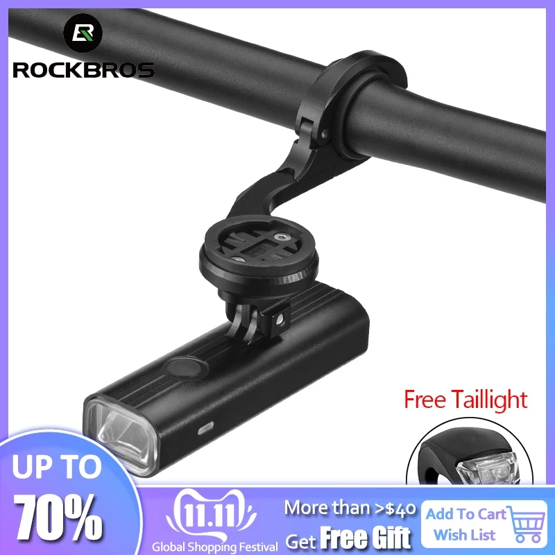 Online ROCKBROS 400LM Fahrrad Licht Fahrrad Scheinwerfer Mit Halterung IPX4 USB Aufladbare Bike Taschenlampe Combo Out Front Halter