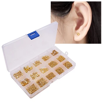 

Pins With Storage Box Earring Hooks Clasps Mixed Style Metal Chain Extensions Jewelry Findings Set Accessories DIY Bead Caps