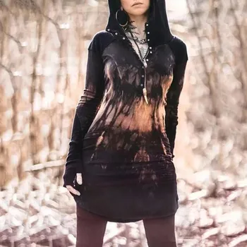 

Retro Autumn Winter Women Hoodies V Neck Long Sleeve Harajuku Sweatshirt Print Tunic Tops Slim Woman Clothes Black Friday Deals