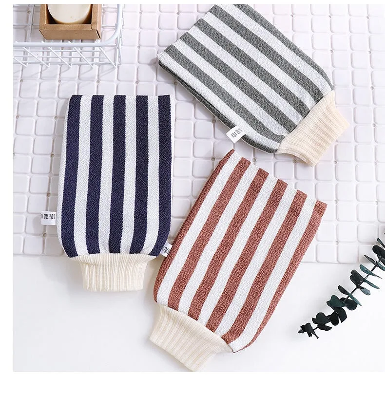 Xin Tone Thick Coarse Sand Stripes Bath Scrub Glove Set Back Rubbings Strip Loofah