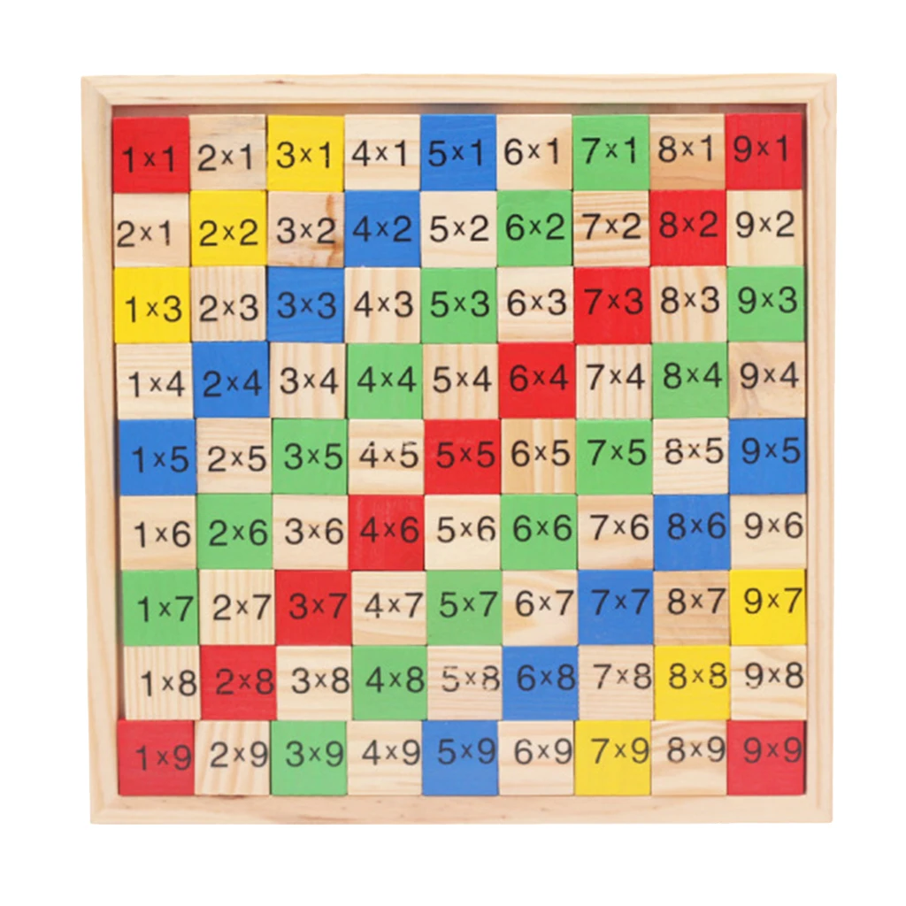 Mathematics Educational Wooden Toys Multiplication Table Kids Blocks Puzzle Shapes Learning Toys for Toddlers Wood Blocks