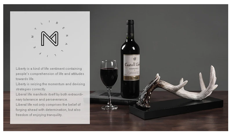 European Resin Antlers Wine Rack Ornaments Art Living Room Home Table Figurines Decoration Hotel Office Desktop Furnishing Craft