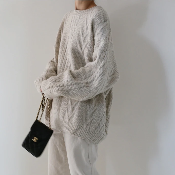 autumn winter women sweater and pullovers long sleeve minimalist knitted tops loose oversized sweater ladies warm P689 autumn winter women sweater and pullovers long sleeve minimalist knitted tops loose oversized sweater ladies warm P689