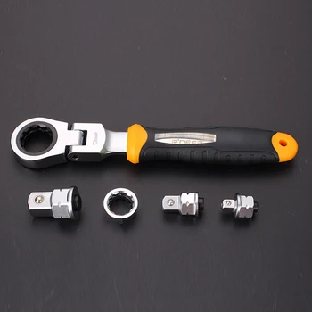 

1/4" 3/8" 1/2" Durable Rotatable CRV Auto Repair Tools Multifunctional Sleeve Adapter Adjustable Ratchet Wrench Set Spanner