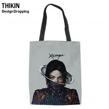 THIKIN Женская Холщовая Сумка с Майклом Джексоном, Большая вместительная сумка для покупок, стильная женская сумка для покупок в супермаркете, складная сумка