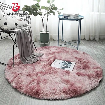 

Bubble Kiss Round Plush Carpet Fashion Pink Rugs Faux Fur Rug And Carpets For Home Living Room Gradient Floor Mat Long Pile Rugs