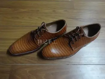 

Sapato Social Masculino Handmade Faux Lizard Skin Fashion High-end Glorious Fashion Leather Calfskin Sole Customize Buty Meskie