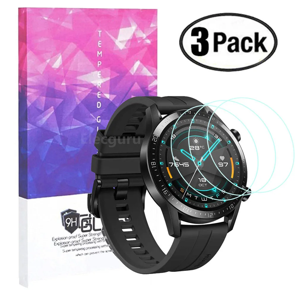 

for Huawei Watch GT 2 (46mm) Tempered Glass Screen Protector 9H Scratch Proof Explosion-Proof Smartwatch Protective Glass,3 Pack