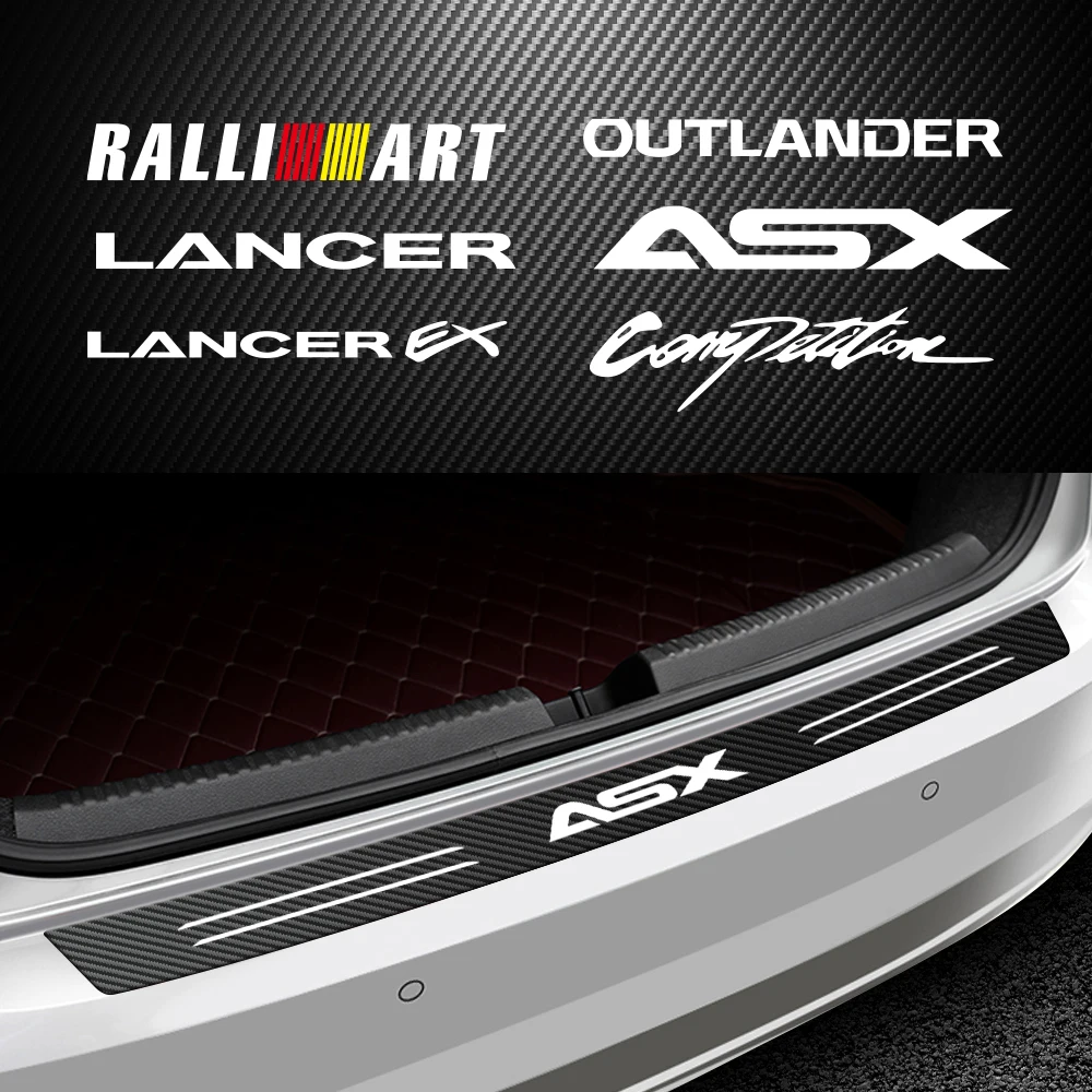 Car Styling 1pcs Carbon Fiber Rear Bumper Scuff Protective Sticker For mitsubishi asx outlander lancer Trunk Plate Accessories | Автомобили