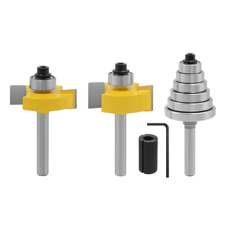 HLZS 1/4 Inch Shank Rabbet Router Bits With 6 Bearings, Carbide Tipped