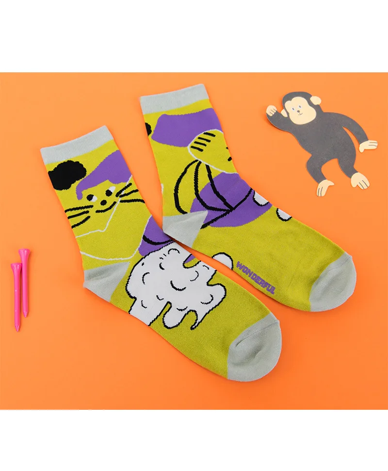 5 Pairs A Lot Harajuku Socks For Men And Women Designer Pattern Illustration Jacquard High-quality Sock