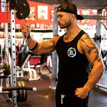 Мужской Спортивный Повседневный жилет из чистого хлопка без рукавов для занятий спортом и занятий спортом