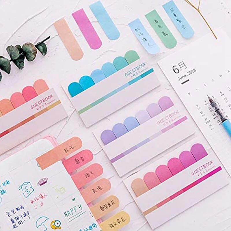 Gradient Sticky Notes Sticker Notepad Notes Sticky Tabs Bookmarks Stickers Self-adhesive Cute Stationery For School Supplies 160 sheets posted it transparent sticky notes self adhesive reading book annotation notepad bookmarks memo pad index tabs cute