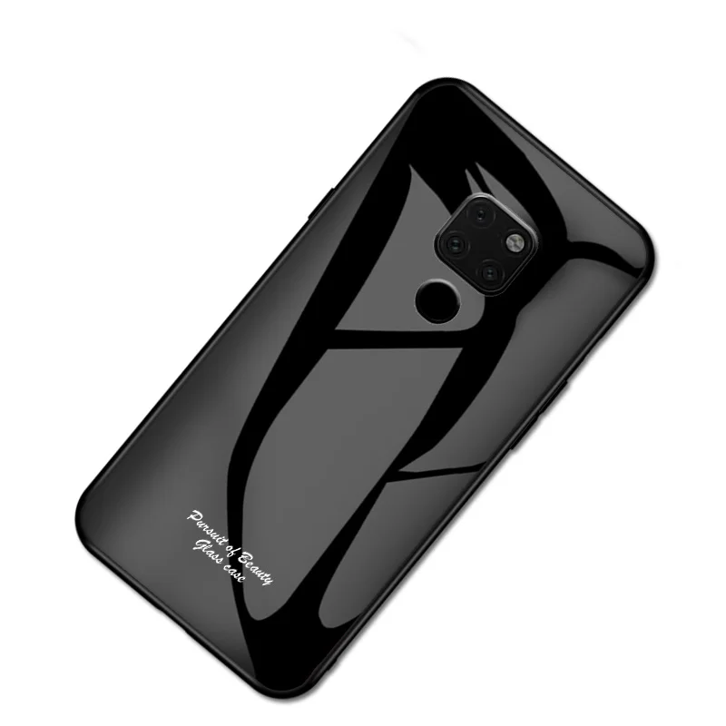 Macaron стеклянный чехол для huawei mate 20, Модный милый Противоударный задняя крышка для huawei mate 20, задняя крышка телефона 6,53 дюйма - Цвет: Черный
