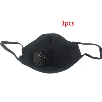 

3Pcs Adult Breathing Valve Cotton Mouth Mask Reusable Face Masks Insert PM2.5 Filter Pads Washable Dustproof 3D Solid Color