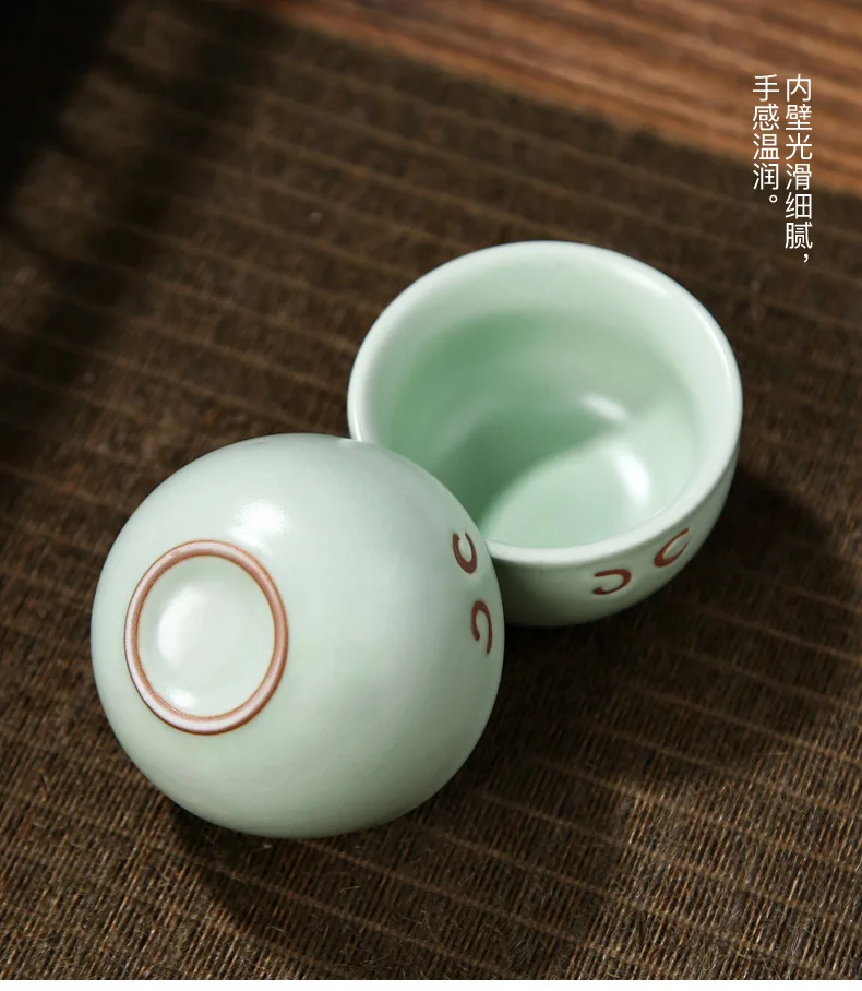 Top Grade Ru Ceramic Kung Fu Tea Set Whole Set Tea Pot Tea Cup Tea Pitcher Gracked Glaze the Mid-autumn Festival Gift New Style