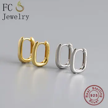 

FC Jewelry 100% 925 Silver Gold Color Square Geometric Regular Hoop Earring For Pendientes Statement Life Boucle Summer 2020