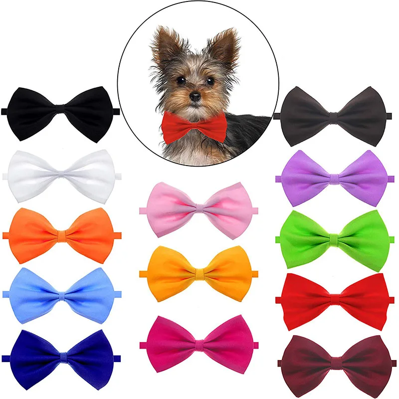 10 Pcs/set Dog Bow Tie Pet Puppy Cats Collar Bow Ties Adjustable Collar Neckties for Dog Pet Accessories Random Colors
