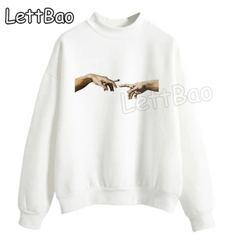 

New Aesthetic Hoodie Polyester Sweatshirt Kpop Gothic Korean Hoodie Joint Pass The Creation of Adam Pullovers Fashion Streetwear