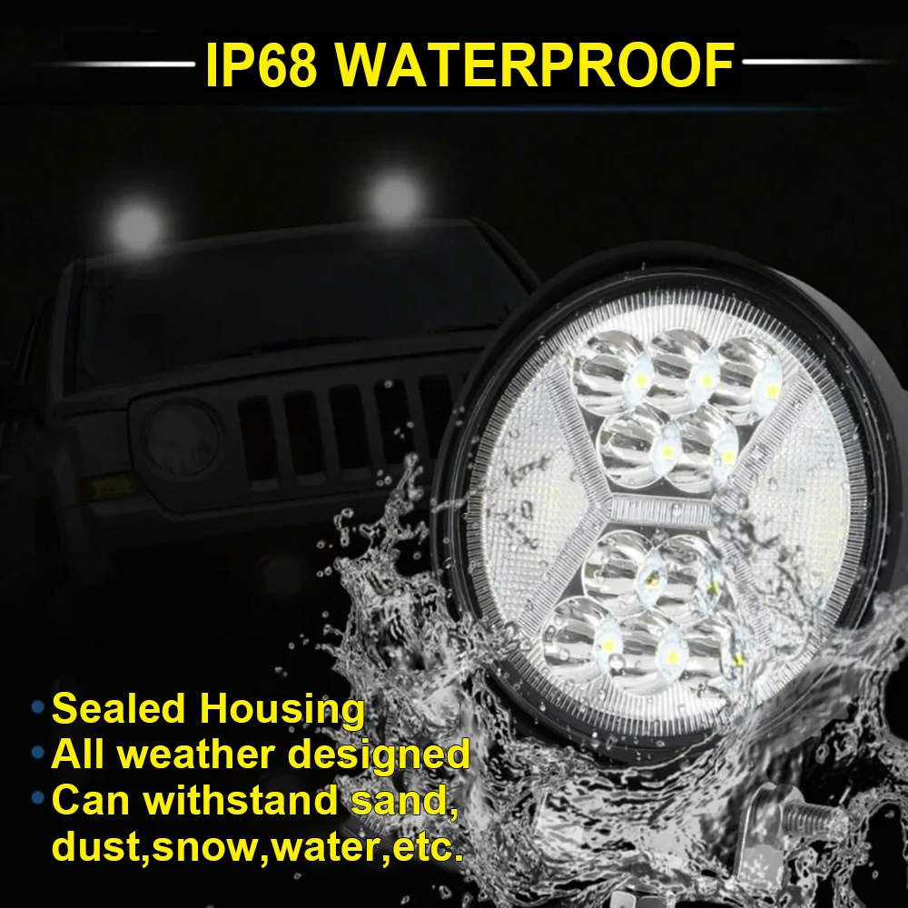 

2pcs 4 Inch Round 100W LED Work Light Bar Off-road Pickup Fog Driving Lamp White